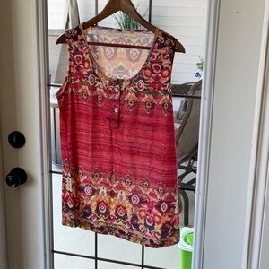 Sleeveless Red Patterned Women's Top